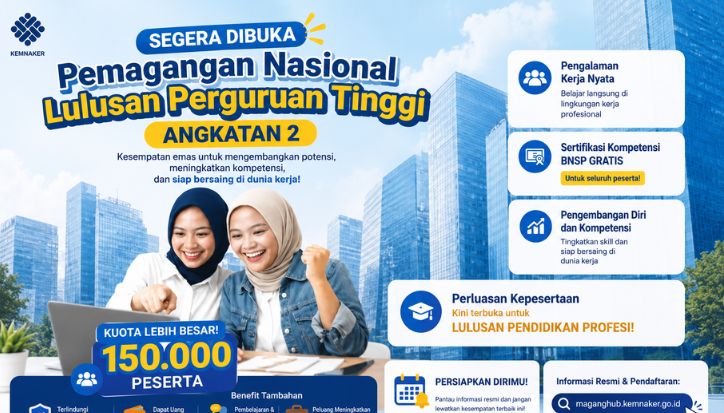Kemnaker Buka 150.000 Kuota Magang Nasional, Dapat Uang Saku dan Sertifikat Gratis