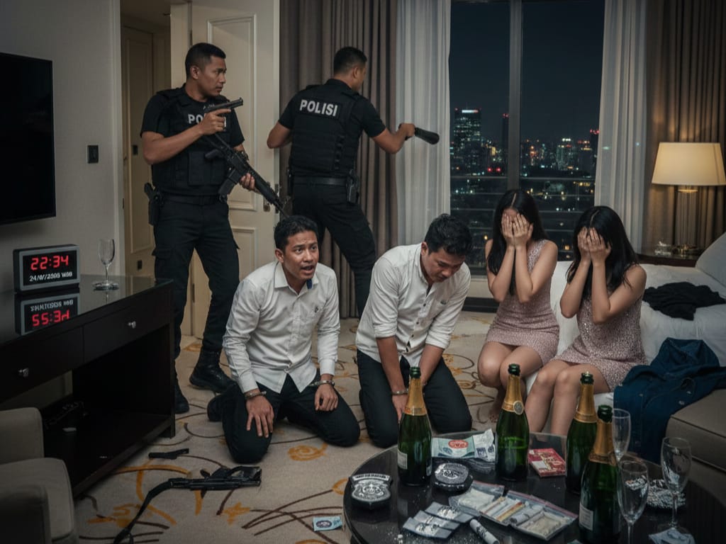 3 oknum polisi digerebek pesta narkoba di hotel bareng 2 wanita