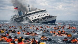 kapal feri tenggelam di filipina, ratusan penumpang terjebak di laut