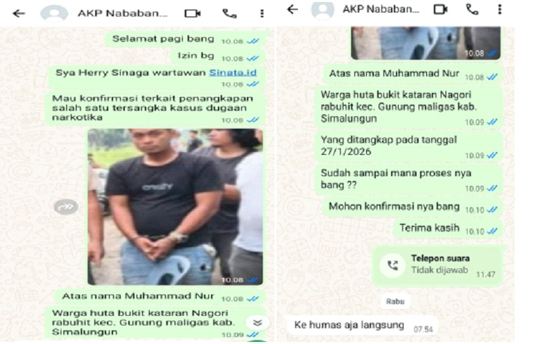 Kasat Narkoba Polres Simalungun Terkesan Lempar Tanggung Jawab, Wartawan: WhatsApp Hanya Dibaca