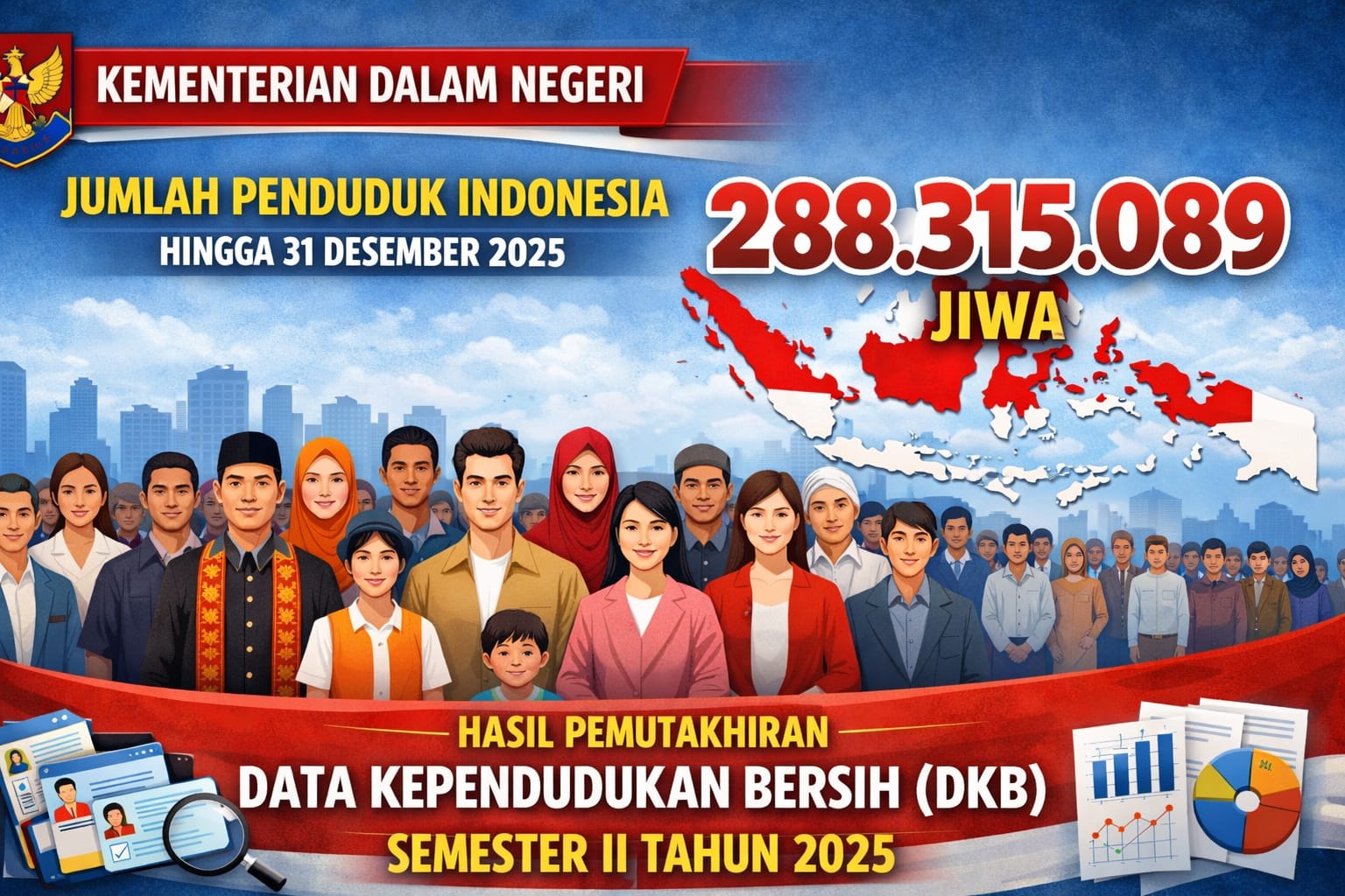 Jumlah Penduduk RI Tembus 288,3 Juta, Terbanyak di Jabar