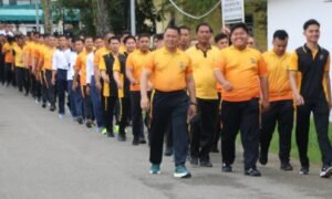 polres nias selatan gelar halal bihalal dan olahraga bersama