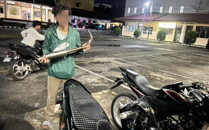 Polres Siantar Gelar Razia Malam Minggu, 6 Motor Knalpot Brong Diamankan