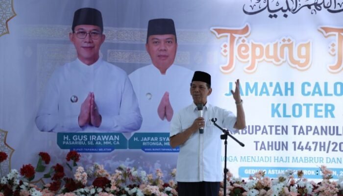 syahrul pasaribu pimpin talbiyah, calhaj tapsel dilepas dengan penguatan spiritual
