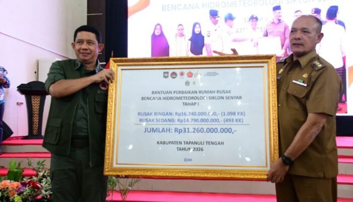 tapteng terima dana stimulan tahap pertama rp31,26 miliar untuk 1.591 kk