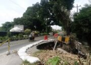 jalan nasional di siantar nyaris putus akibat longsor, pemprov tak berwenang menangani