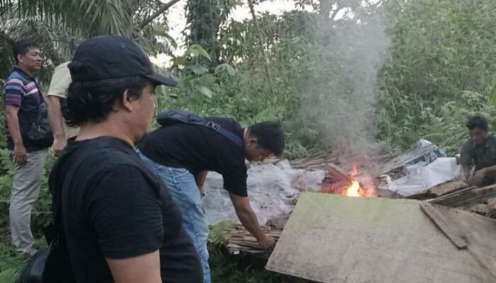 polisi gerebek gubuk narkoba di simalungun, langsung dibakar di tempat
