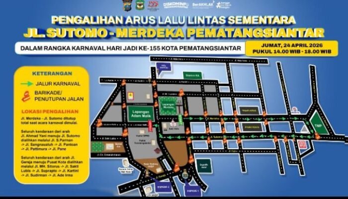 rekayasa lalu lintas hut ke-155 pematangsiantar, ini jadwal dan jalur pengalihan