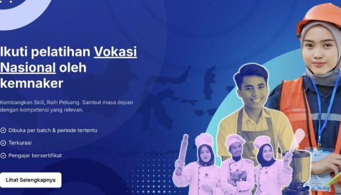 kabar baik! pelatihan vokasi gratis kemnaker dibuka, anak muda wajib coba