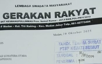 lsm gerakan rakyat laporkan dugaan korupsi proyek tiang lampu pju rp1,4 miliar di pematangsiantar