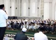 ribuan jamaah memadati tabligh akbar dalam rangka pekan ekonomi syariah (eksyar) dan digital tapanuli 2026 di masjid syahrun nur, sipirok, rabu, (6/5/2026).