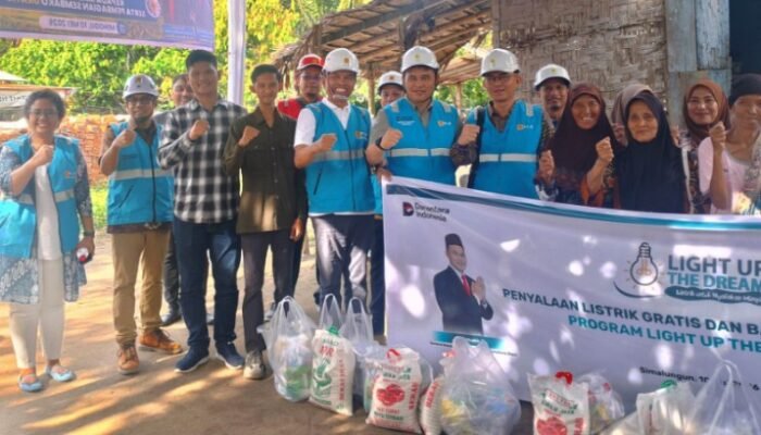 gimp, krjp dan pln sumut lakukan penyalaan listrik gratis dan bakti sembako