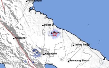 gempa magnitudo 3,0 getarkan medan dan deli serdang, bmkg: tidak berpotensi tsunami