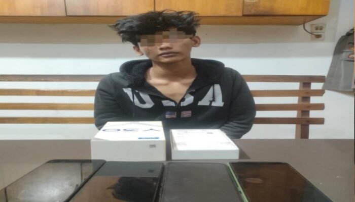 pemuda 18 tahun di siantar ditangkap, 4 hp curian disembunyikan di bawah tungku