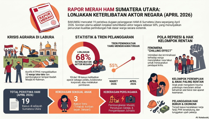 bakumsu: 68% pelanggaran ham di sumut sepanjang april 2026 libatkan aktor negara