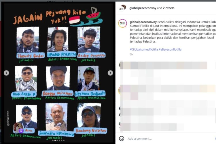 9 wni ditahan israel di misi global sumud flotilla, pemerintah lakukan upaya diplomatik