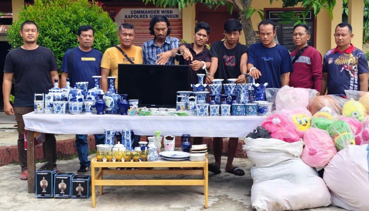 pencurian guci di rumah kosong di simalungun terungkap, 4 tersangka dibekuk